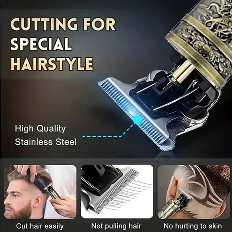 Tondeuse Électrique T9 Professionnelle USB - Coupe 0mm Portable pour Hommes