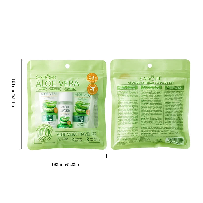 Kit Complet Soin du Visage à l'Aloe Vera - Nettoyant, Hydratant et Raffermissant