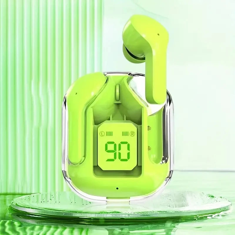 Écouteurs Bluetooth T2 Transparents – Son HiFi, Affichage LED, Compatible Xiaomi