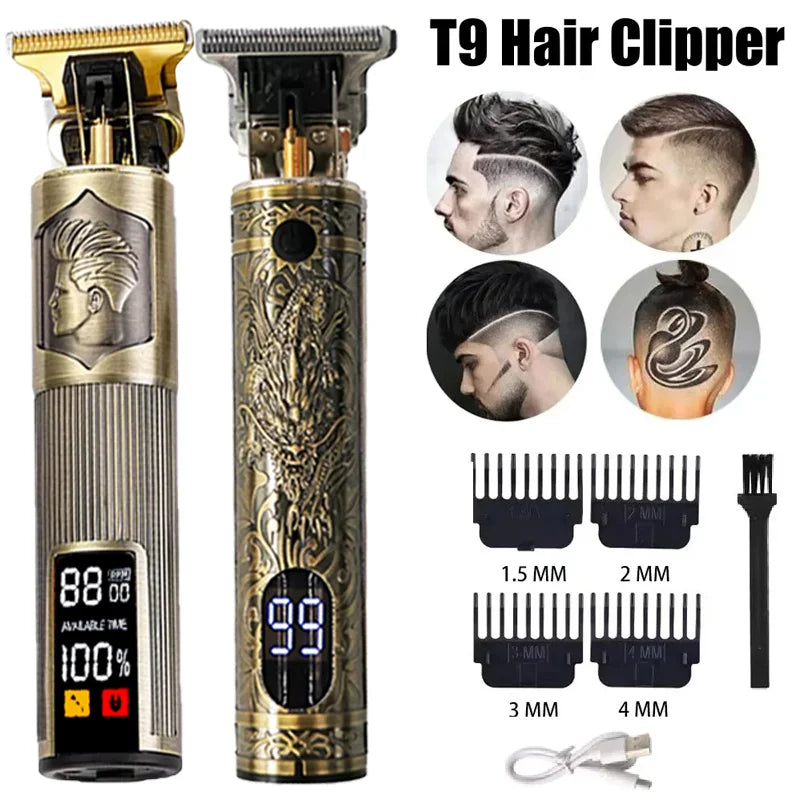 Tondeuse Électrique T9 Professionnelle USB - Coupe 0mm Portable pour Hommes