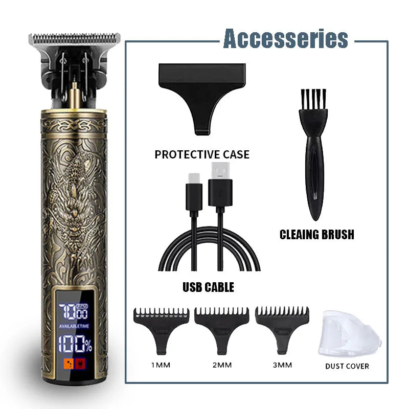 Tondeuse Électrique T9 Professionnelle USB - Coupe 0mm Portable pour Hommes