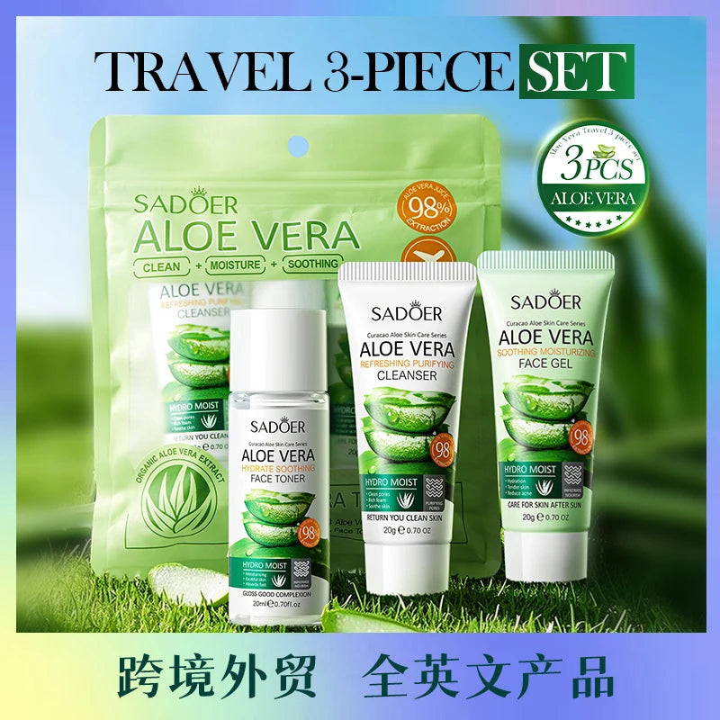 Kit Complet Soin du Visage à l'Aloe Vera - Nettoyant, Hydratant et Raffermissant