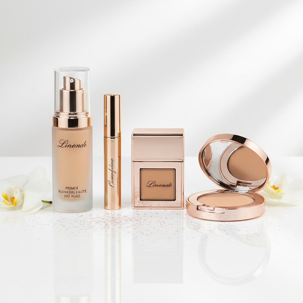 BEAUTY GLAZED Kit Maquillage Voyage 4 Pièces - Primer Anticerne Fond de Teint Poudre